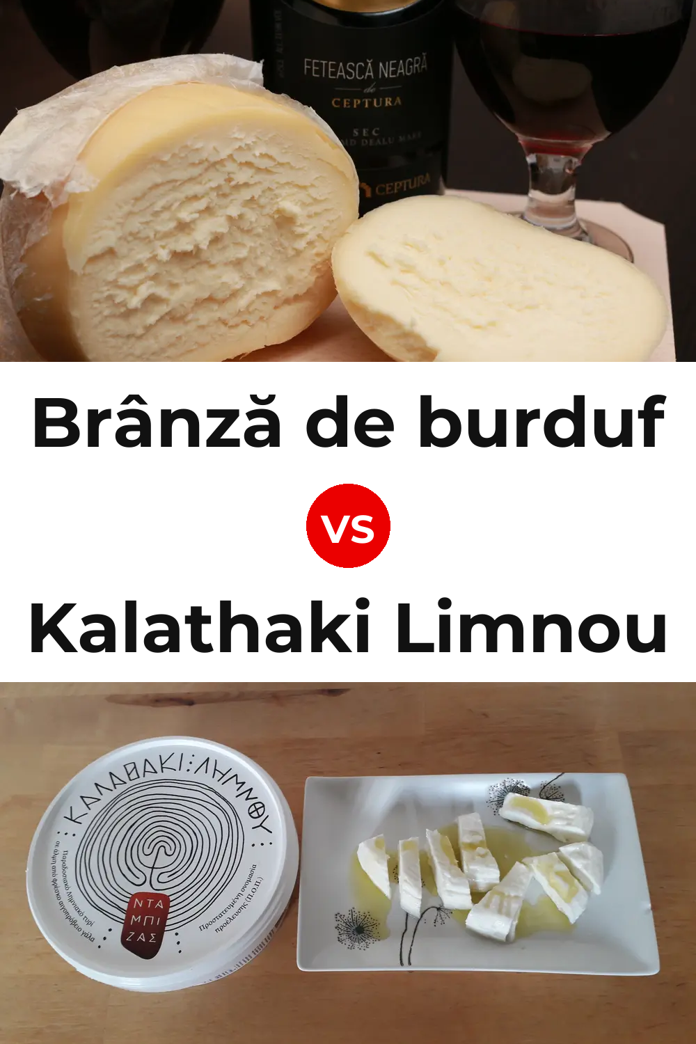 Brânză de burduf Cheese vs Kalathaki Limnou Cheese Pinterest comparison