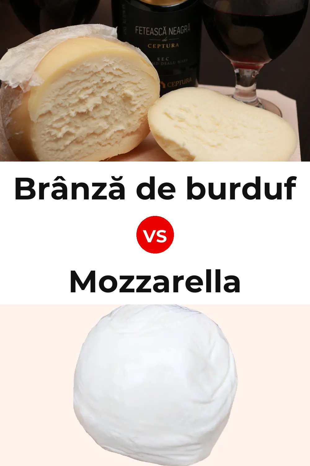 Brânză de burduf Cheese vs Mozzarella Cheese Pinterest comparison
