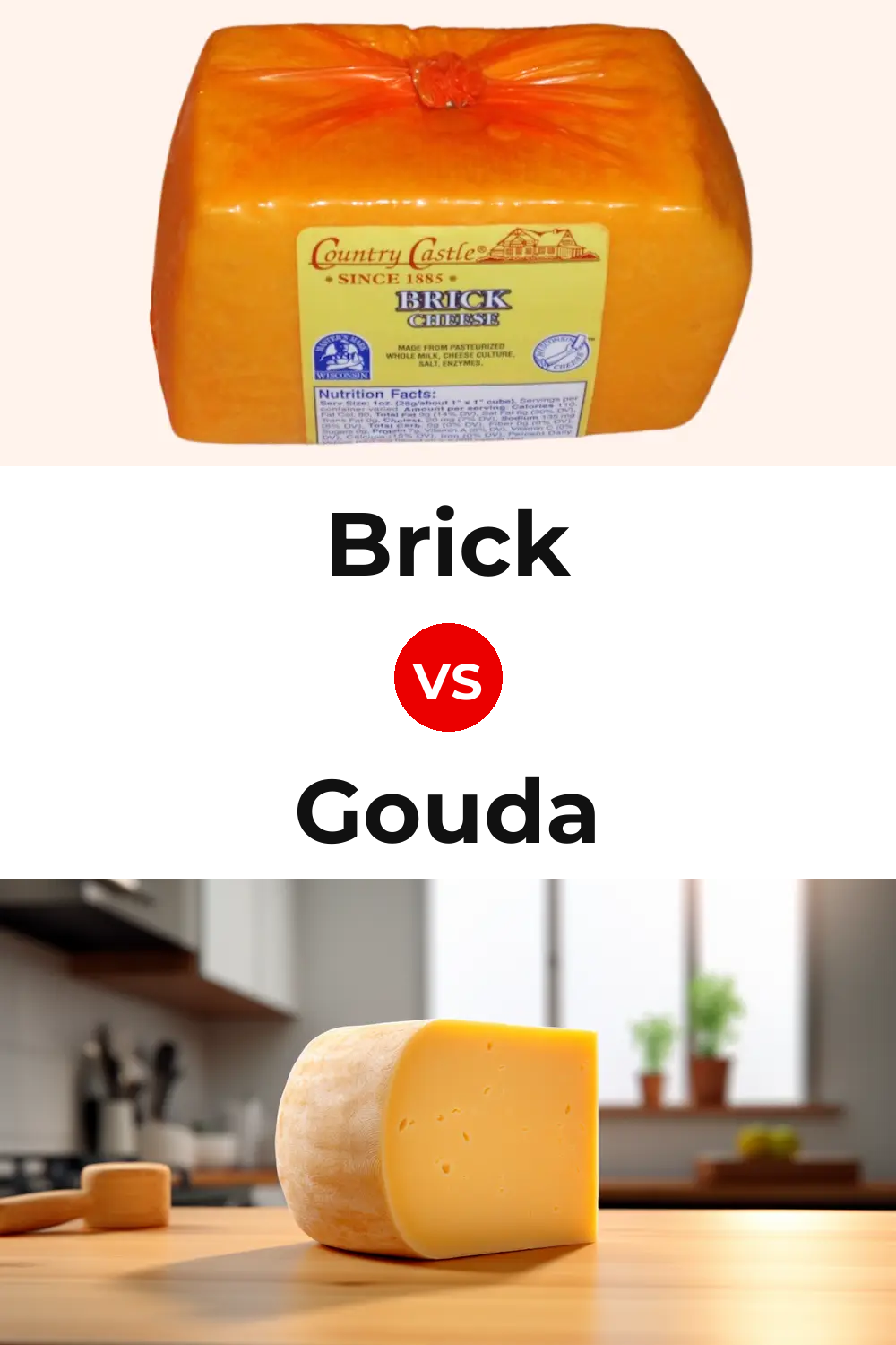Brick Cheese vs Gouda Cheese Pinterest comparison