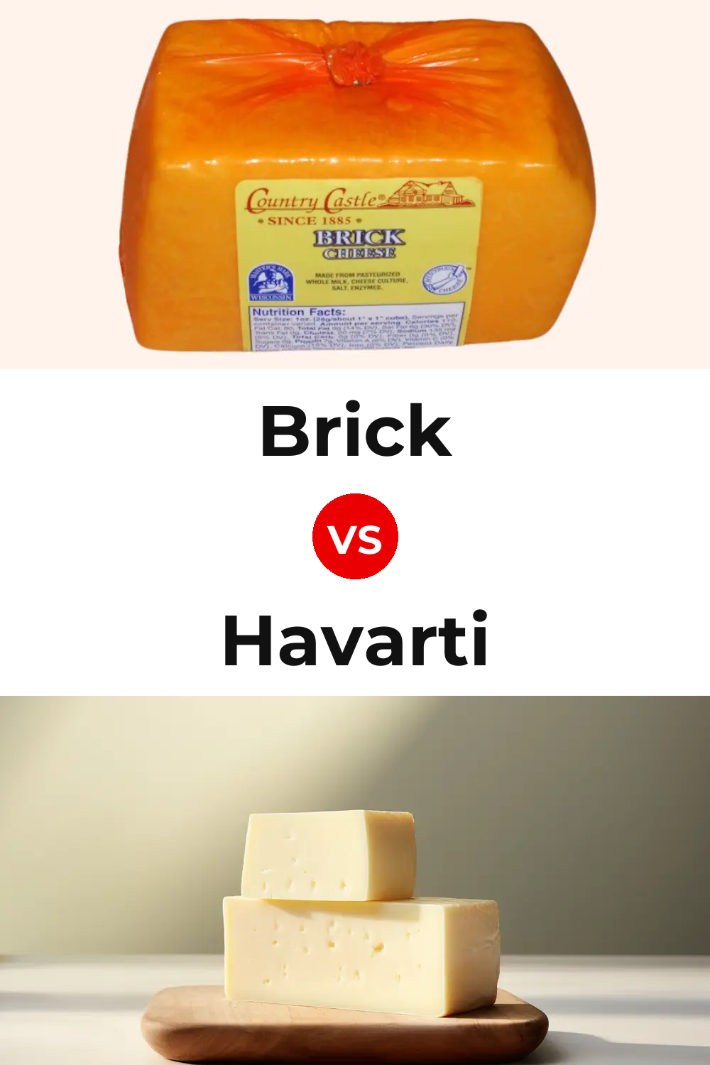 Brick Cheese vs Havarti Cheese Pinterest comparison