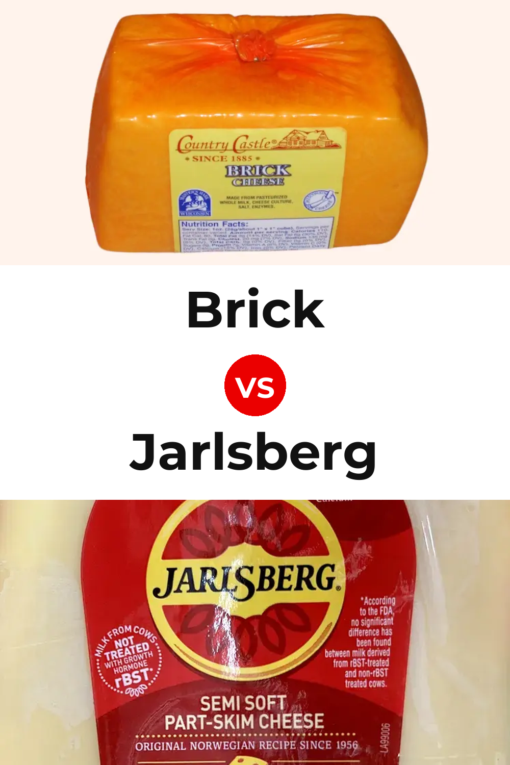 Brick Cheese vs Jarlsberg Cheese Pinterest comparison