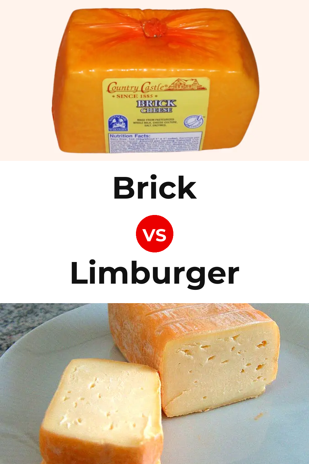 Brick Cheese vs Limburger Cheese Pinterest comparison