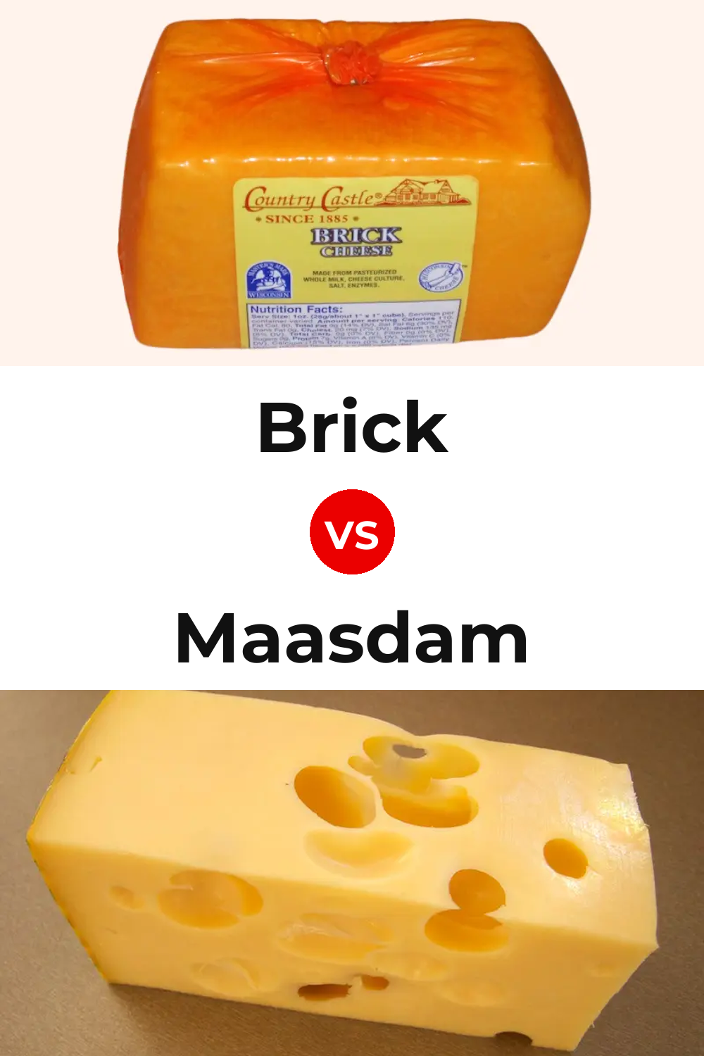 Brick Cheese vs Maasdam Cheese Pinterest comparison