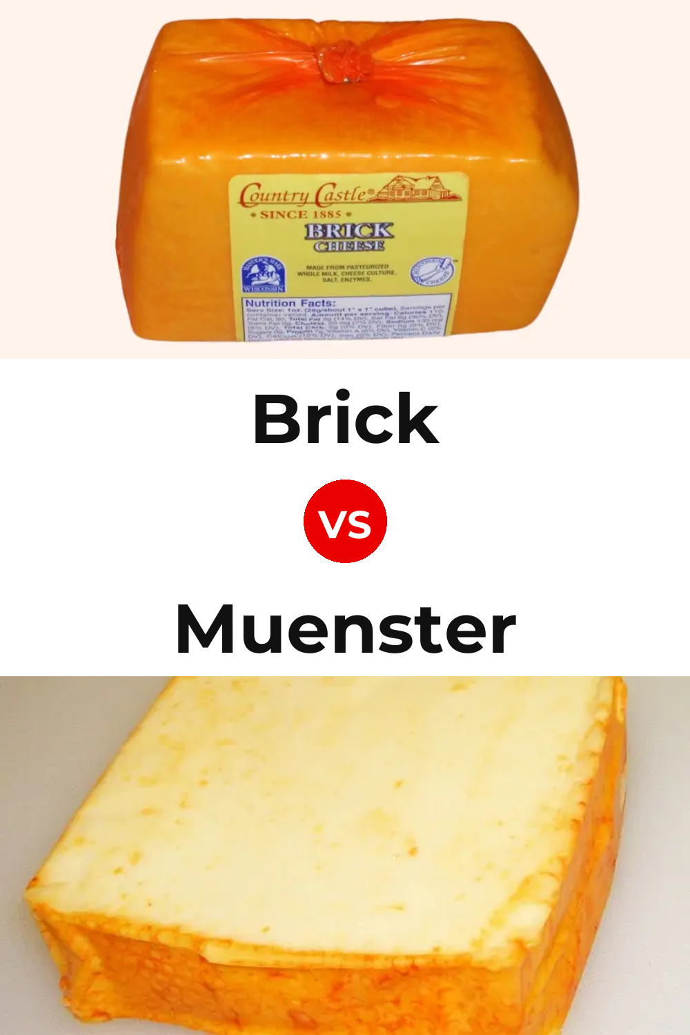 Brick Cheese vs Muenster Cheese Pinterest comparison