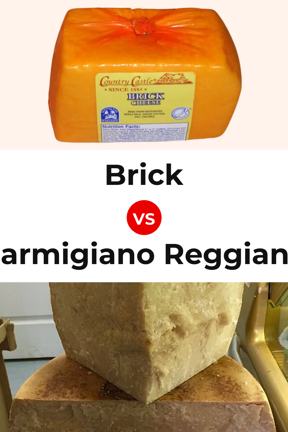 Brick Cheese vs Parmigiano Reggiano Cheese Pinterest comparison