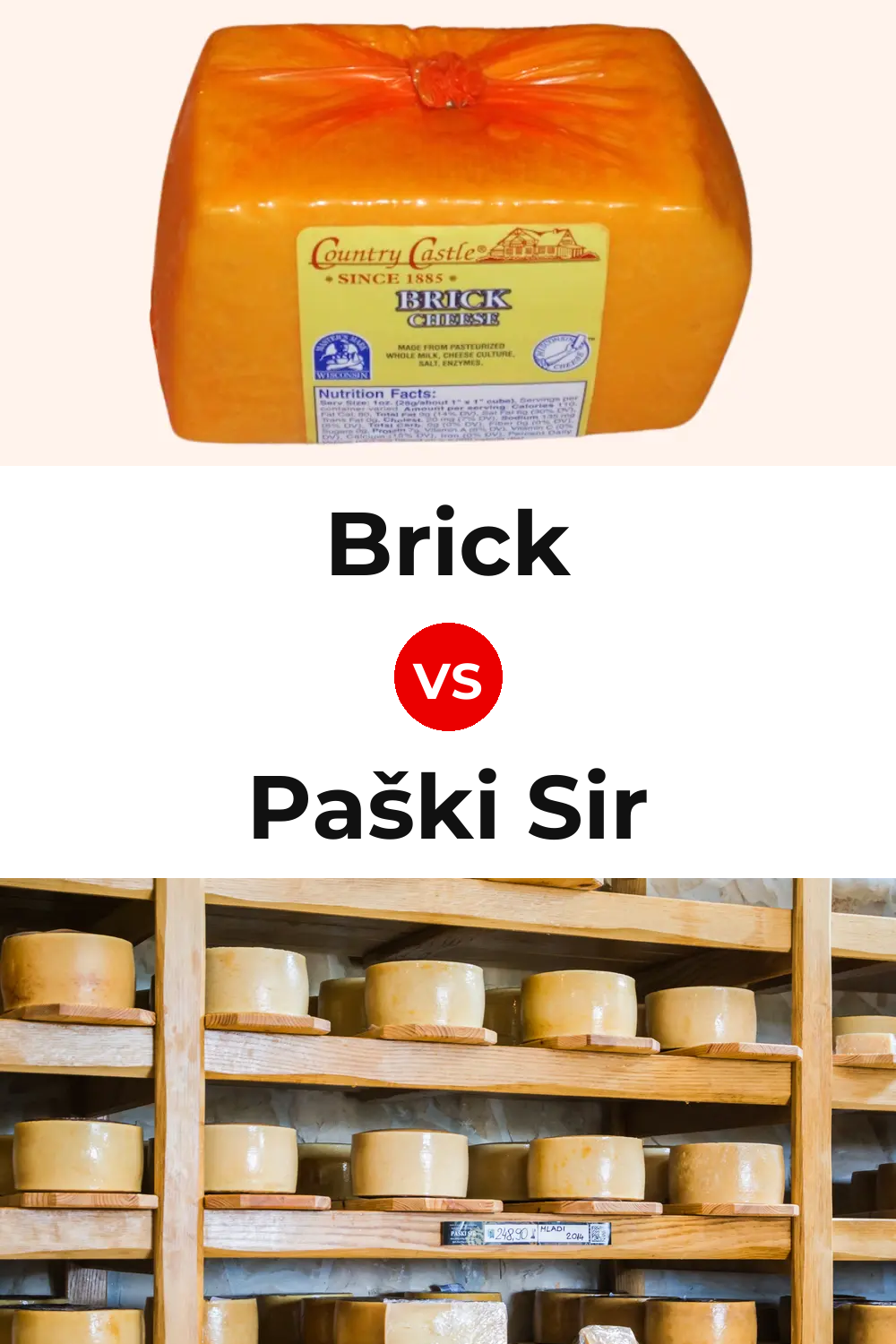 Brick Cheese vs Paški Sir Cheese Pinterest comparison