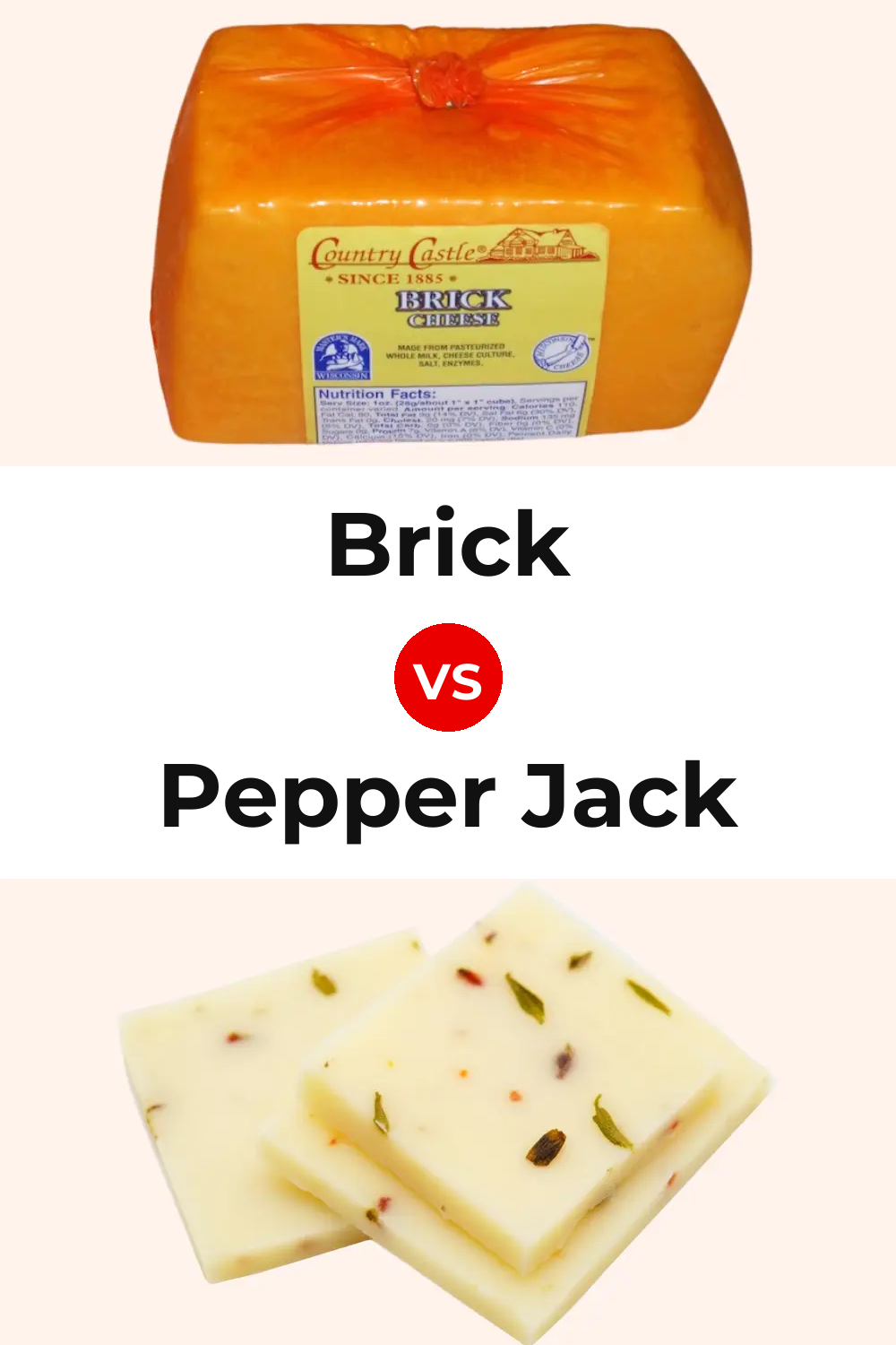 Brick Cheese vs Pepper Jack Cheese Pinterest comparison