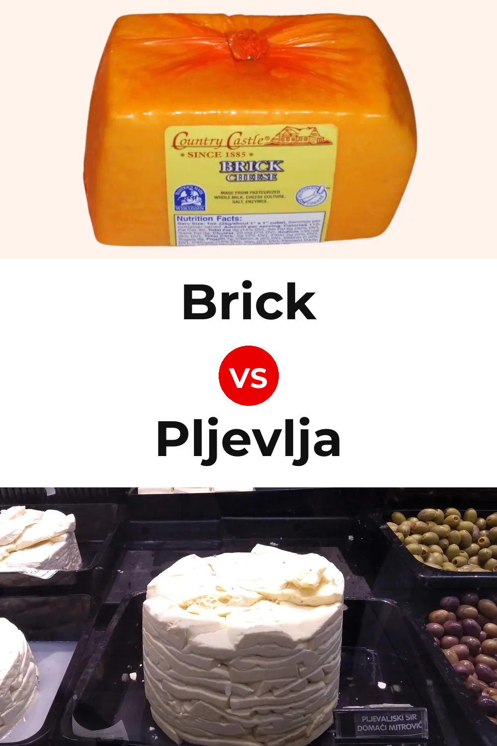 Brick Cheese vs Pljevlja Cheese Pinterest comparison