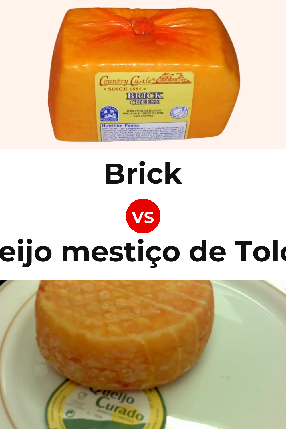 Brick Cheese vs Queijo mestiço de Tolosa Pinterest comparison