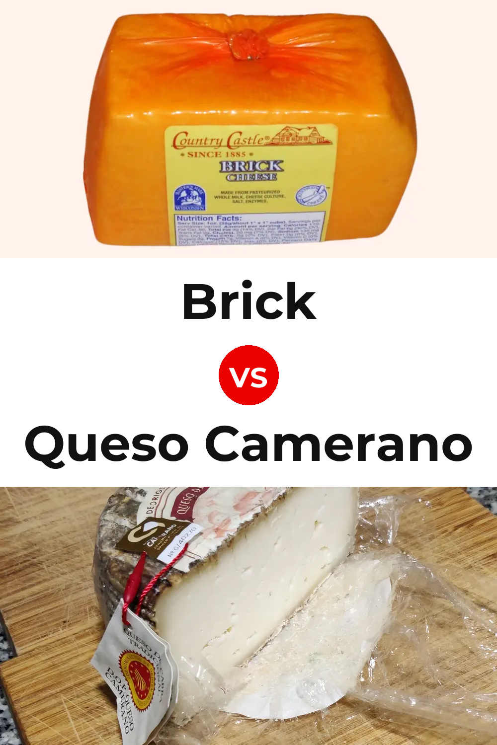Brick Cheese vs Queso Camerano Pinterest comparison