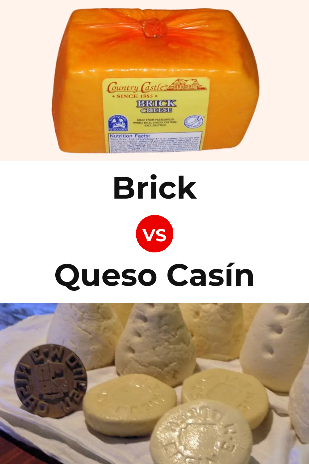Brick Cheese vs Queso Casín Pinterest comparison