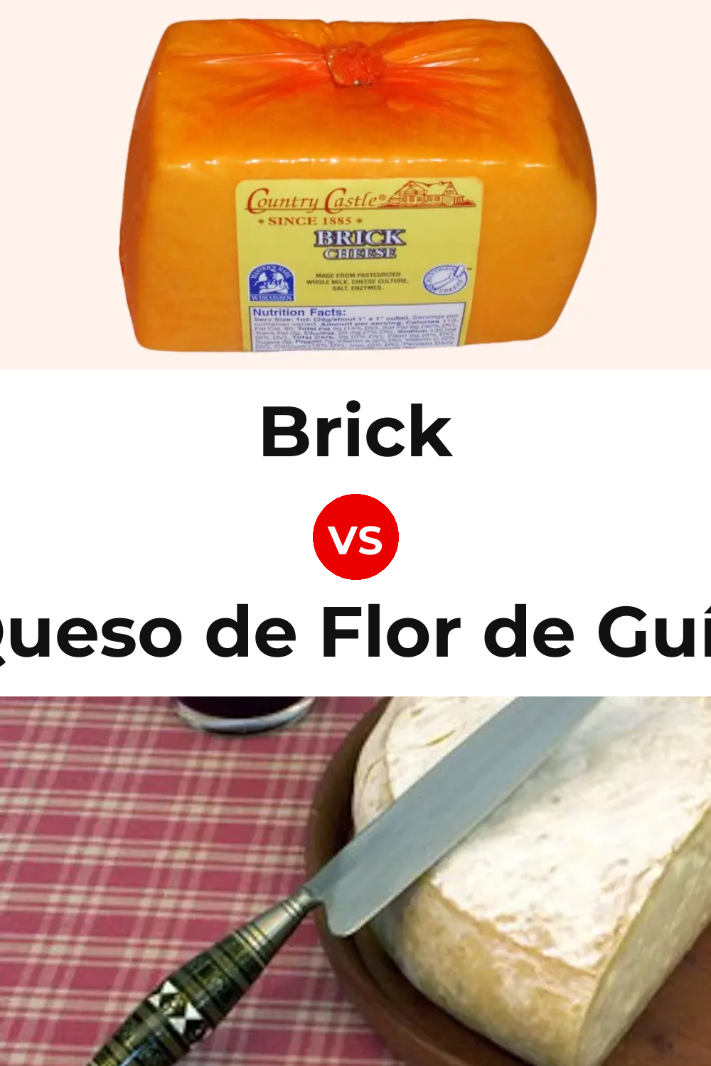 Brick Cheese vs Queso de Flor de Guía Pinterest comparison