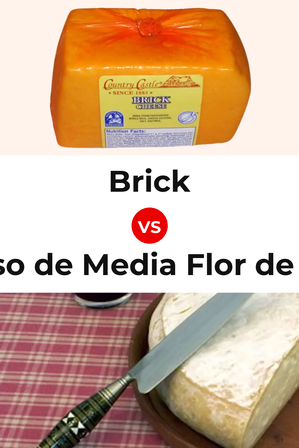 Brick Cheese vs Queso de Media Flor de Guía Pinterest comparison