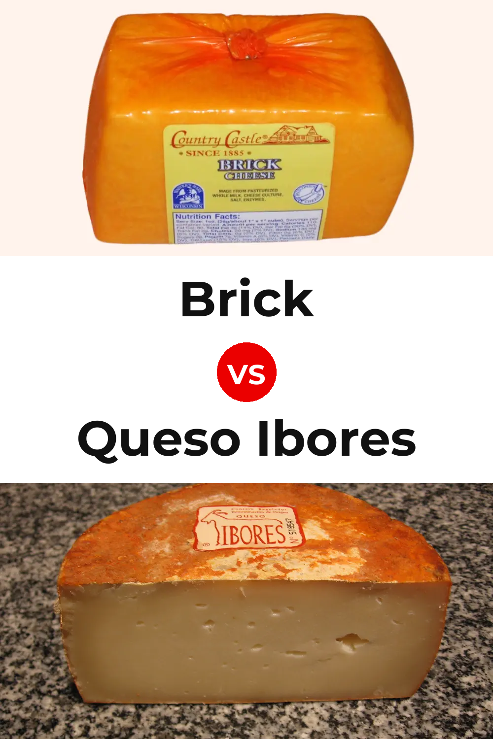 Brick Cheese vs Queso Ibores Pinterest comparison