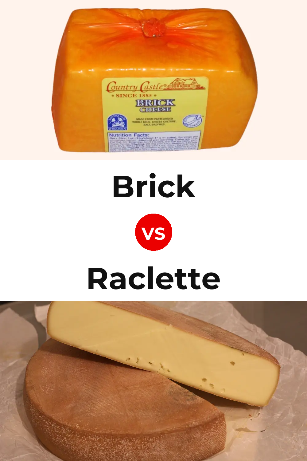 Brick Cheese vs Raclette Cheese Pinterest comparison