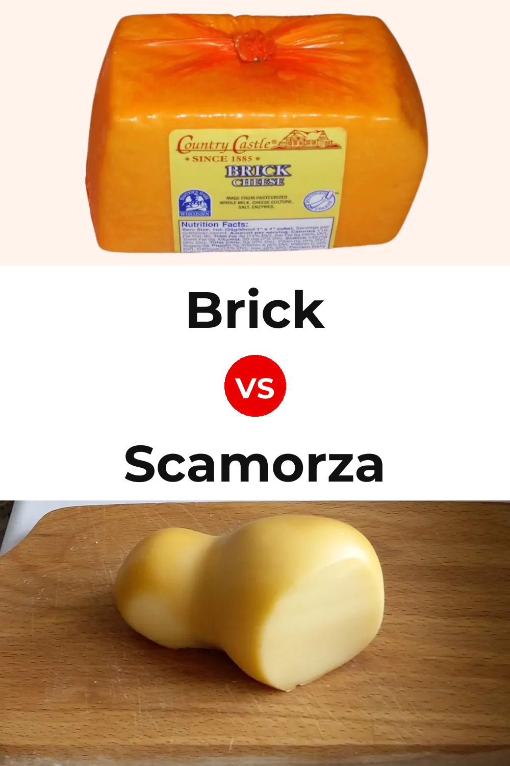 Brick Cheese vs Scamorza Cheese Pinterest comparison