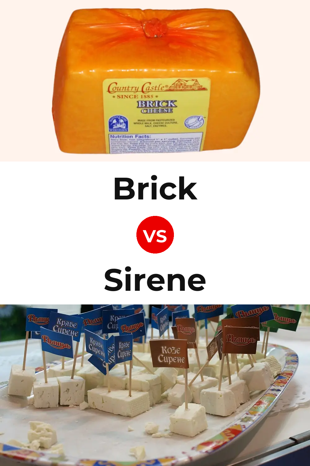 Brick Cheese vs Sirene Cheese Pinterest comparison
