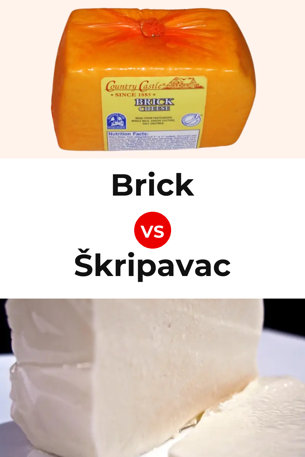 Brick Cheese vs Škripavac Cheese Pinterest comparison