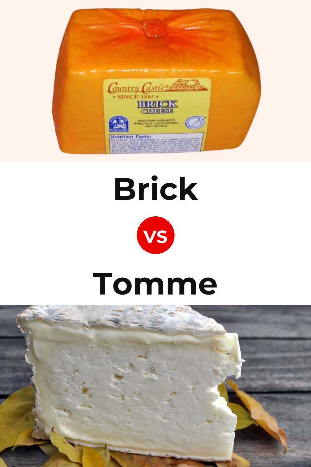 Brick Cheese vs Tomme Cheese Pinterest comparison