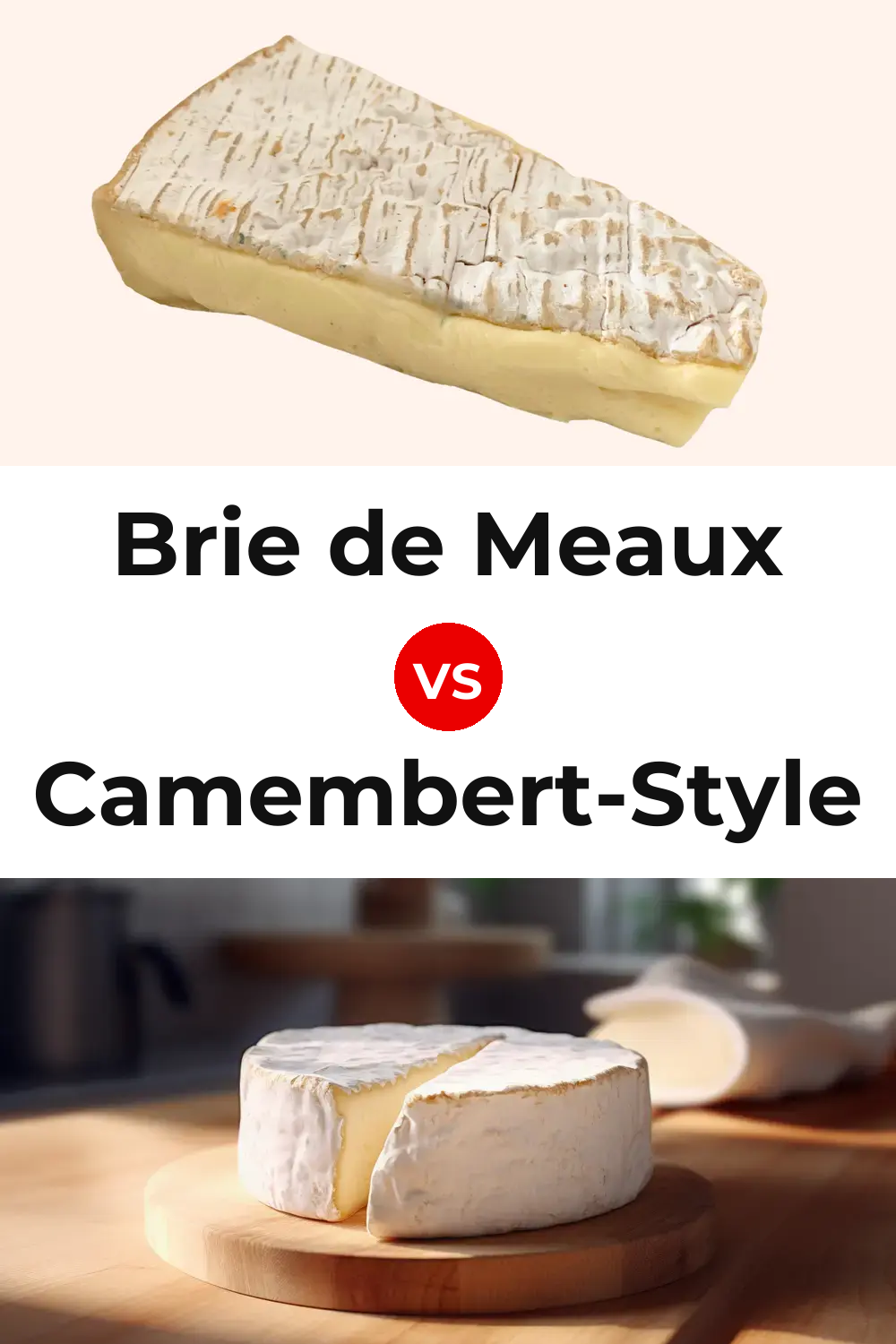 Brie de Meaux Cheese vs Camembert-Style Cheese Pinterest comparison