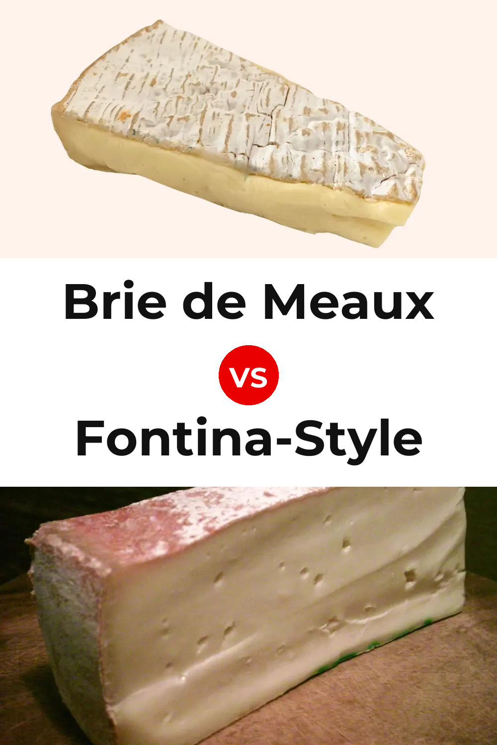 Brie de Meaux Cheese vs Fontina-Style Cheese Pinterest comparison