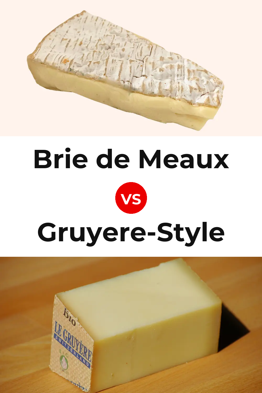 Brie de Meaux Cheese vs Gruyere-Style Cheese Pinterest comparison