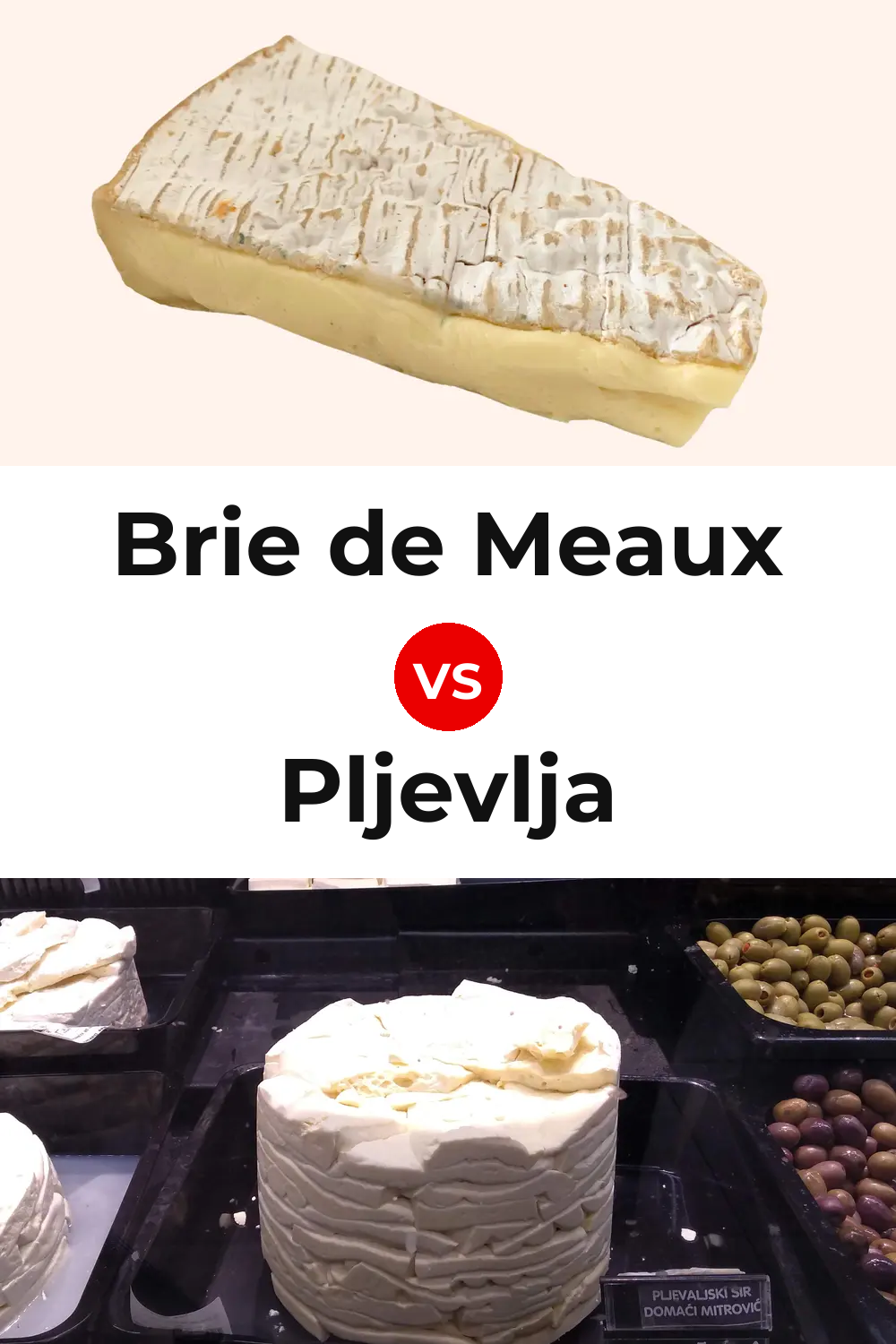 Brie de Meaux Cheese vs Pljevlja Cheese Pinterest comparison
