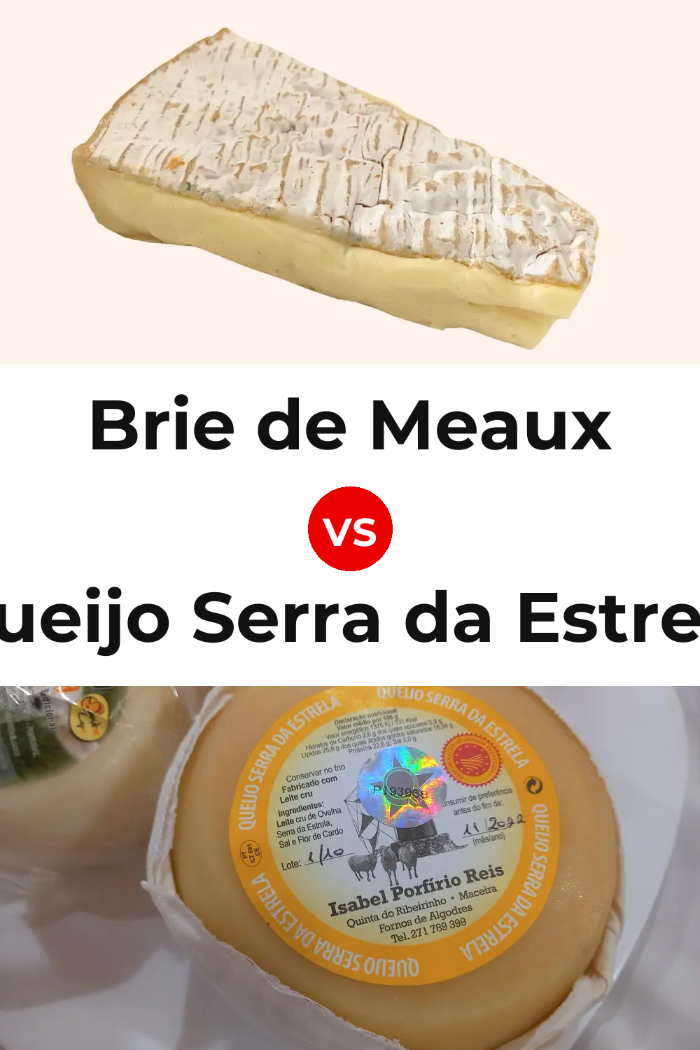 Brie de Meaux Cheese vs Queijo Serra da Estrela Pinterest comparison