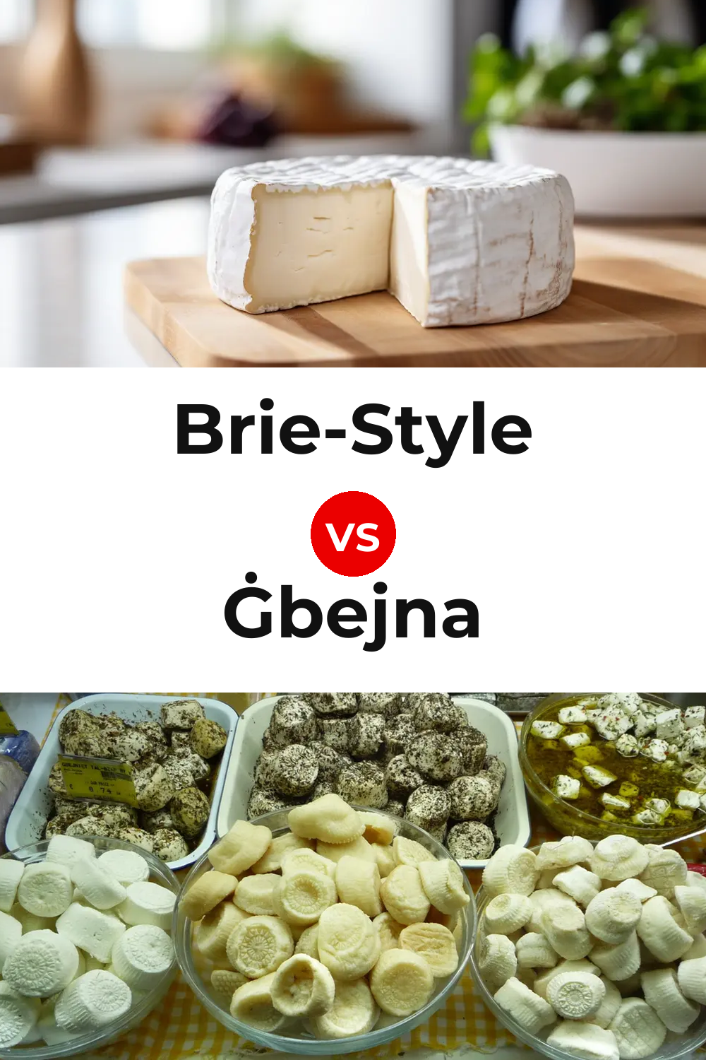 Brie-Style Cheese vs Ġbejna Cheese Pinterest comparison