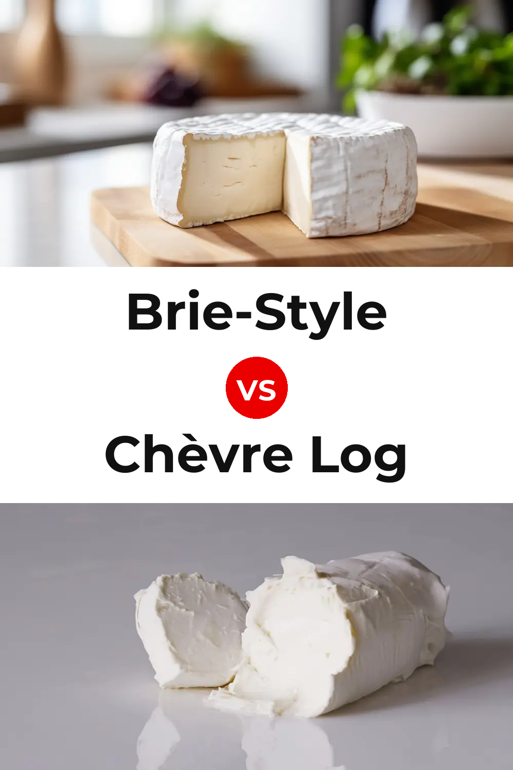 Brie-Style Cheese vs Chèvre Log Cheese Pinterest comparison