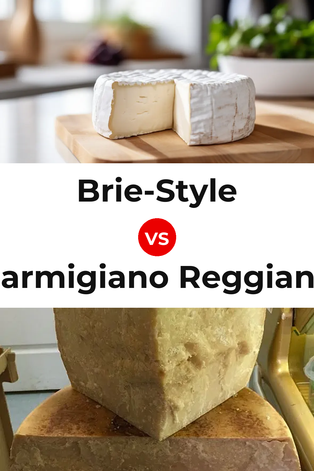 Brie-Style Cheese vs Parmigiano Reggiano Cheese Pinterest comparison