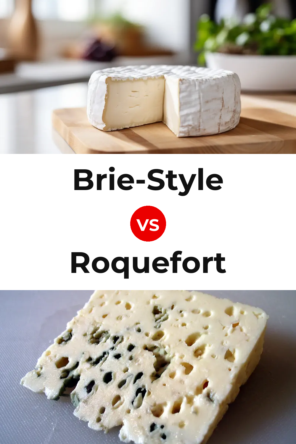 Brie-Style Cheese vs Roquefort Cheese Pinterest comparison