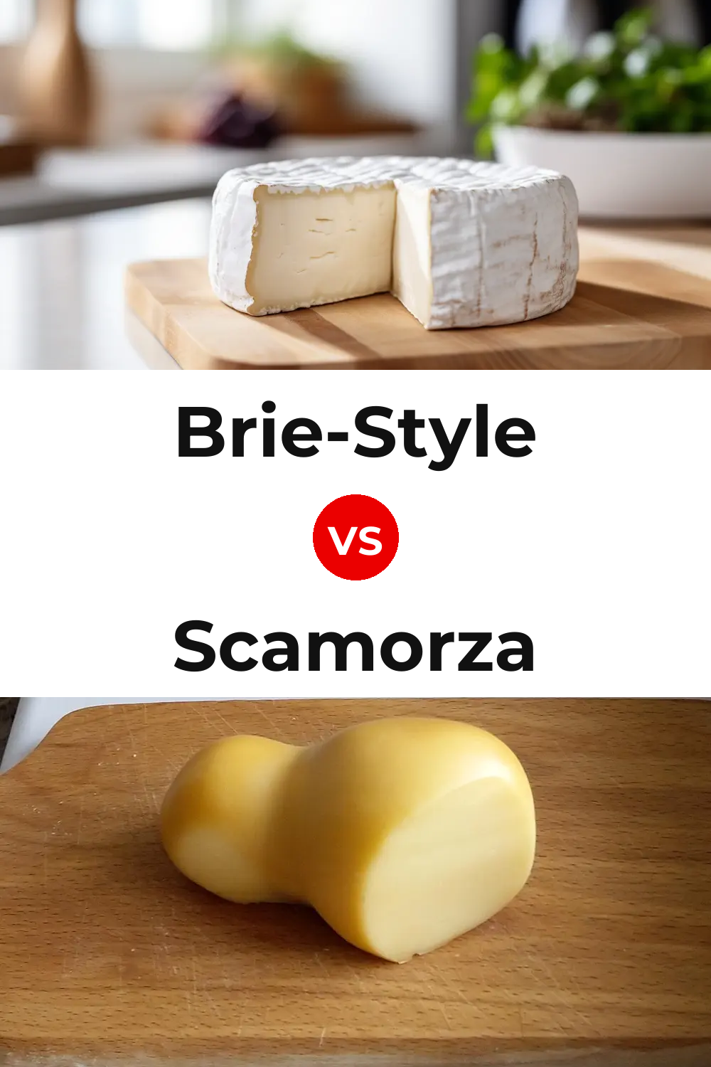 Brie-Style Cheese vs Scamorza Cheese Pinterest comparison