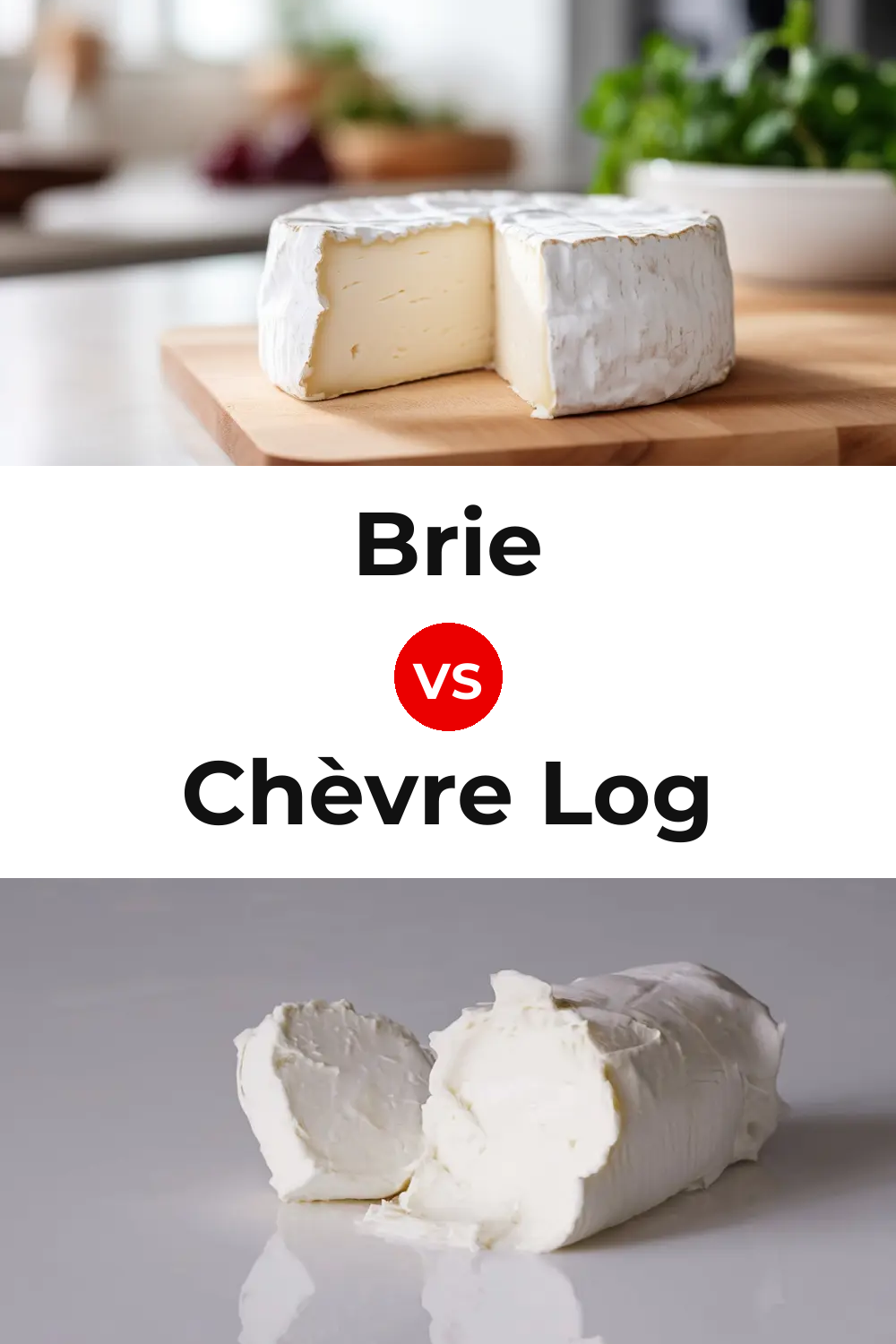 Brie Cheese vs Chèvre Log Cheese Pinterest comparison