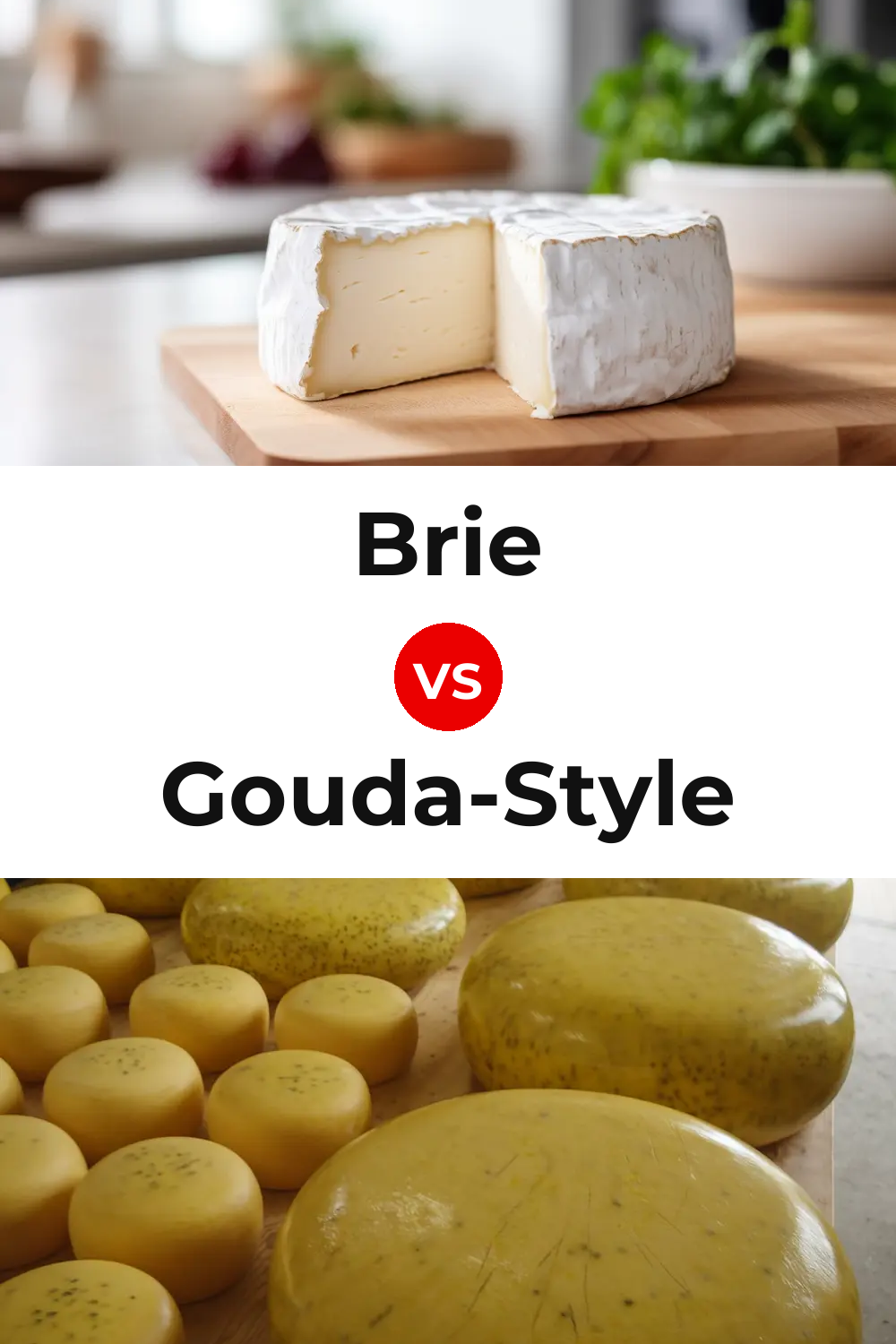 Brie Cheese vs Gouda-Style Cheese Pinterest comparison