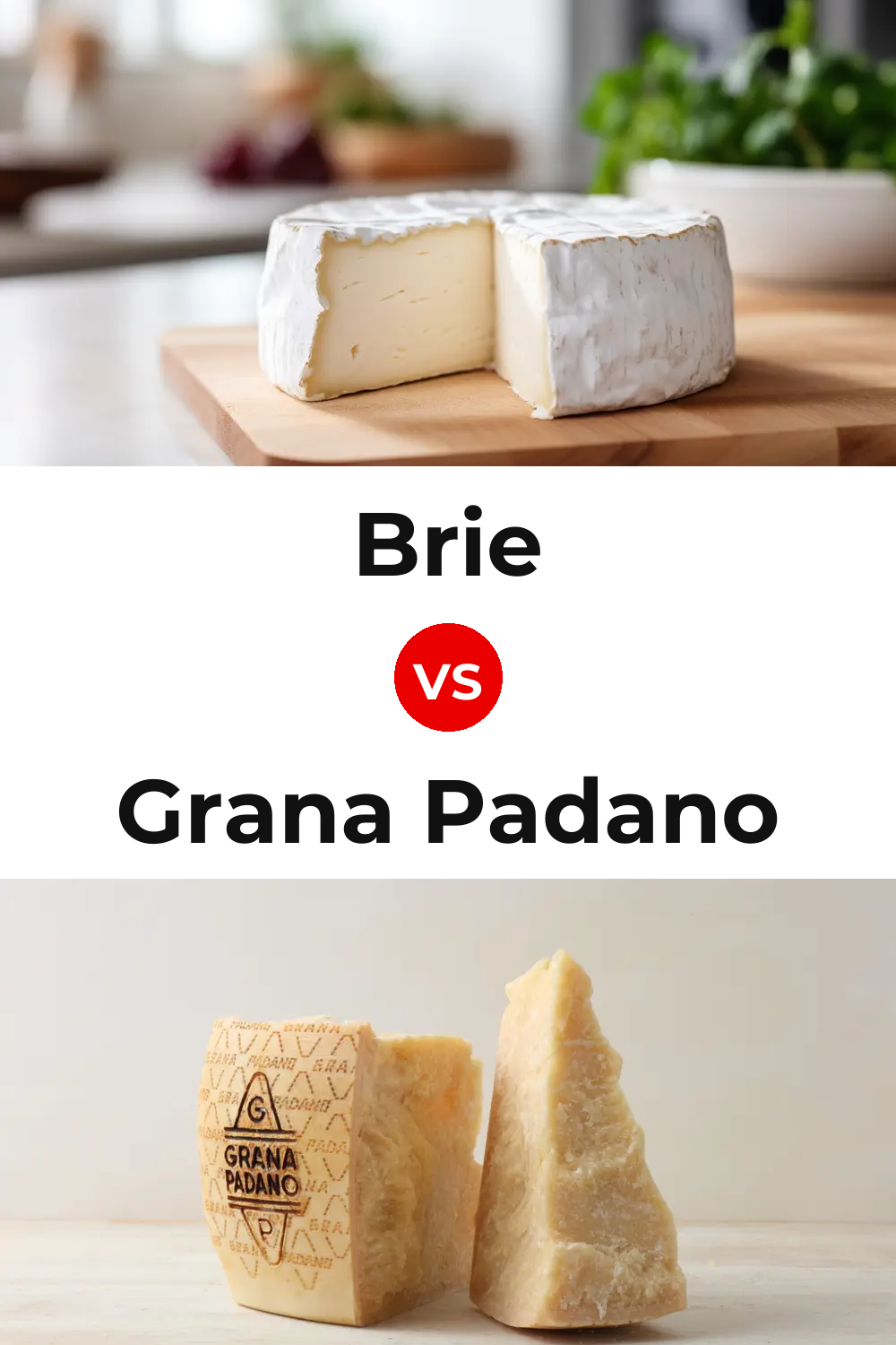 Brie Cheese vs Grana Padano Cheese Pinterest comparison
