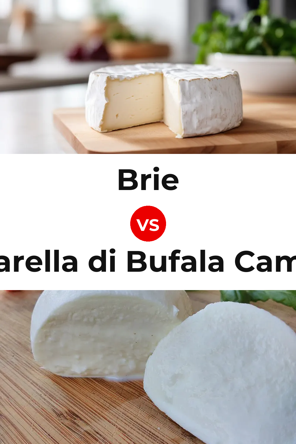 Brie Cheese vs Mozzarella di Bufala Campana Cheese Pinterest comparison