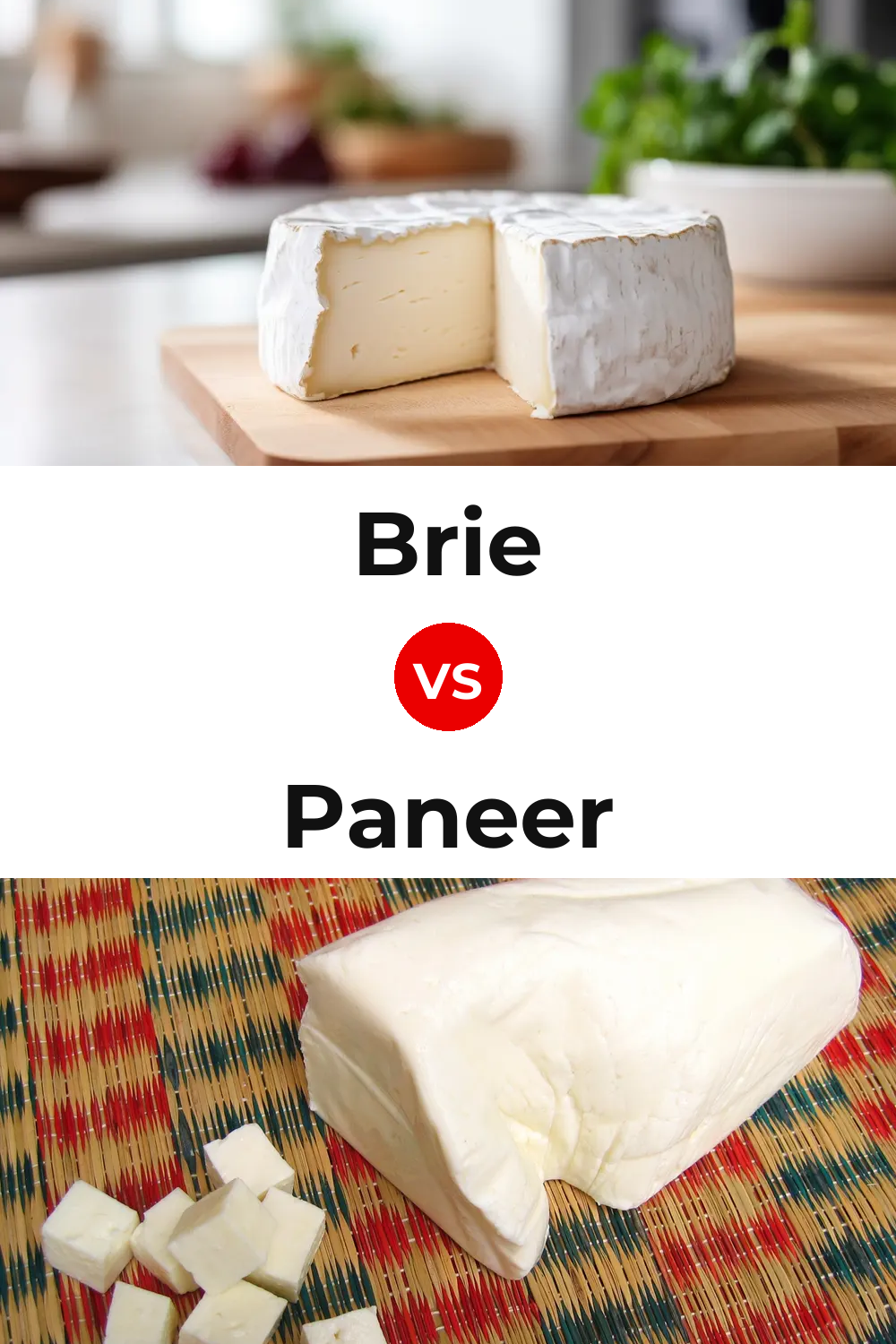 Brie Cheese vs Paneer Cheese Pinterest comparison