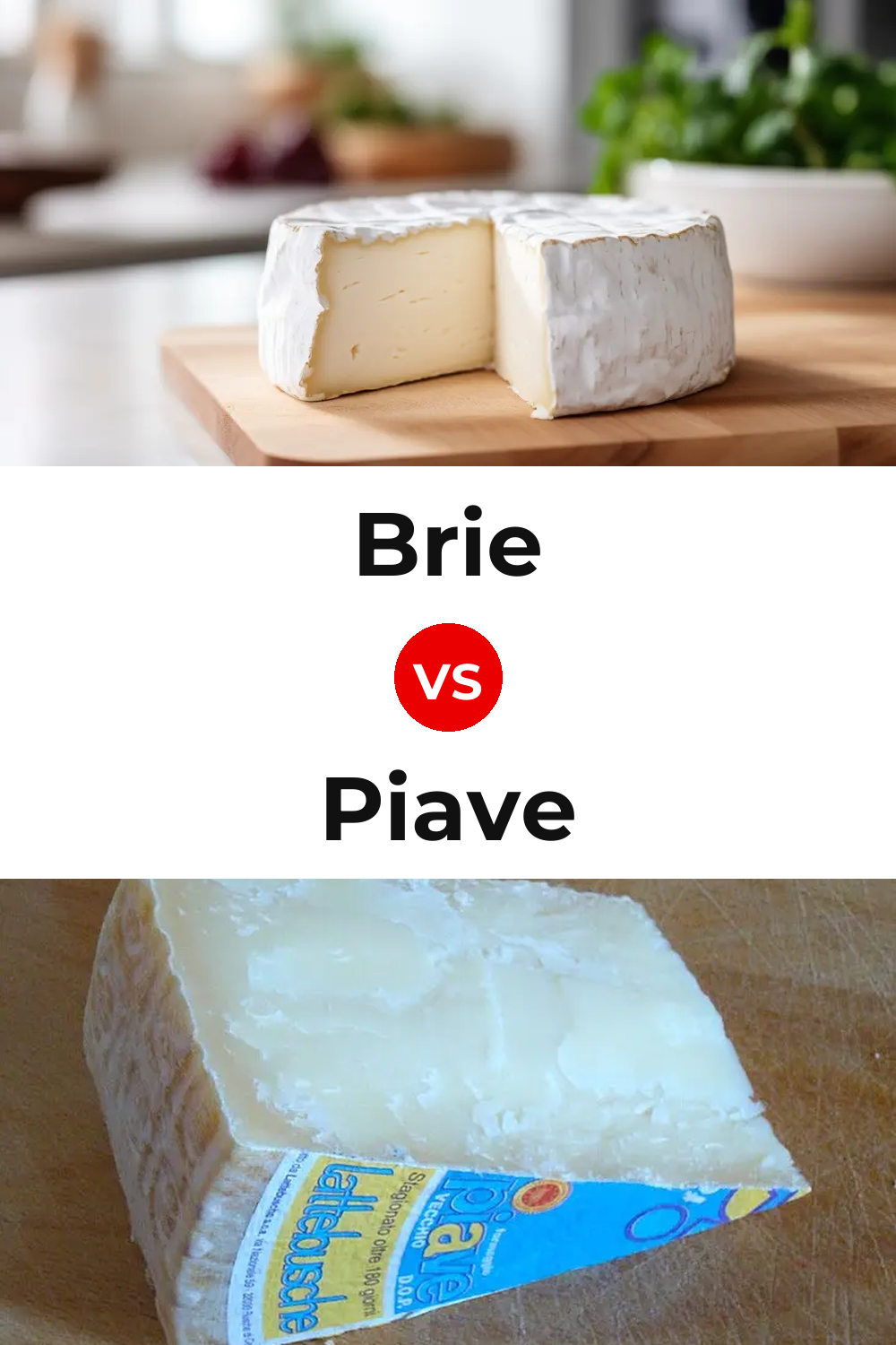 Brie Cheese vs Piave Cheese Pinterest comparison