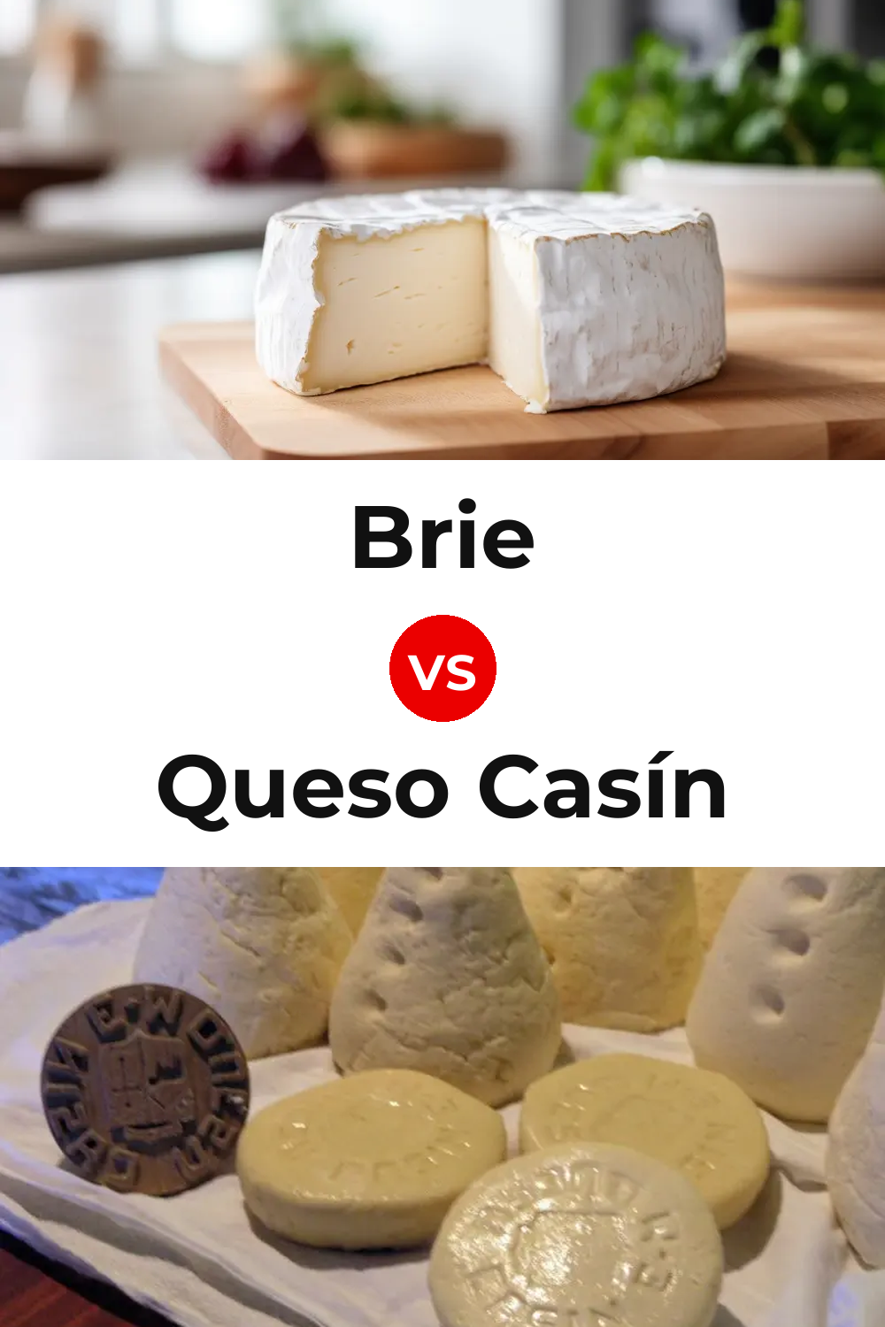 Brie Cheese vs Queso Casín Pinterest comparison
