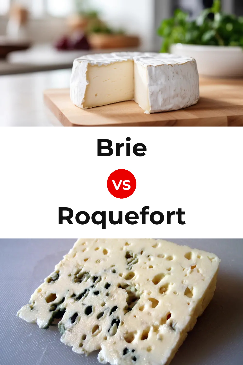 Brie Cheese vs Roquefort Cheese Pinterest comparison