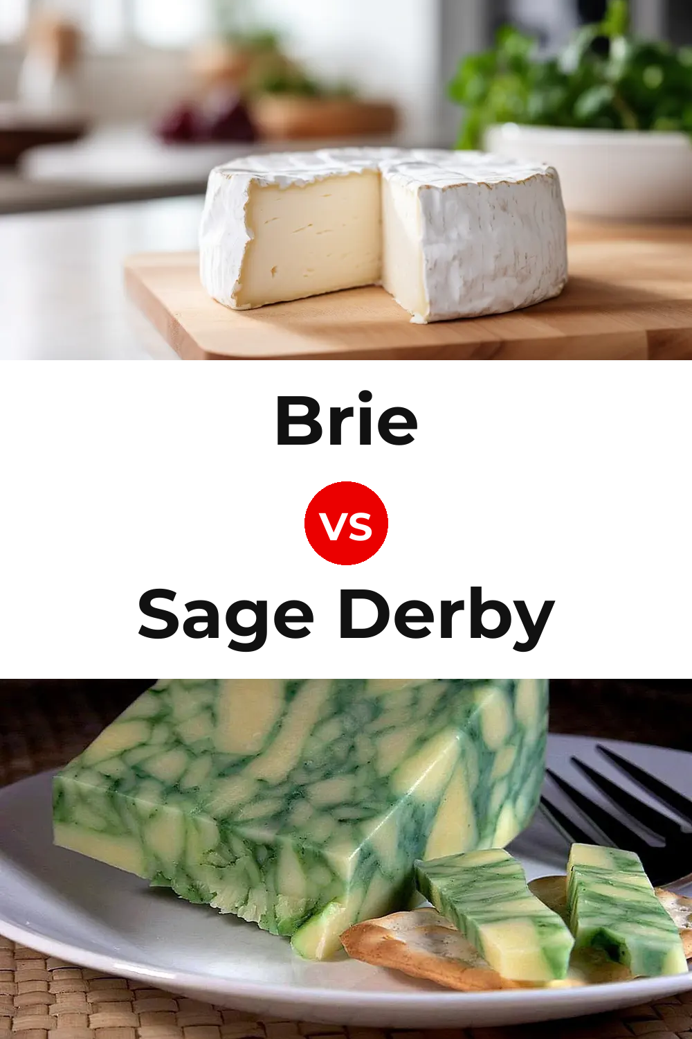 Brie Cheese vs Sage Derby Cheese Pinterest comparison