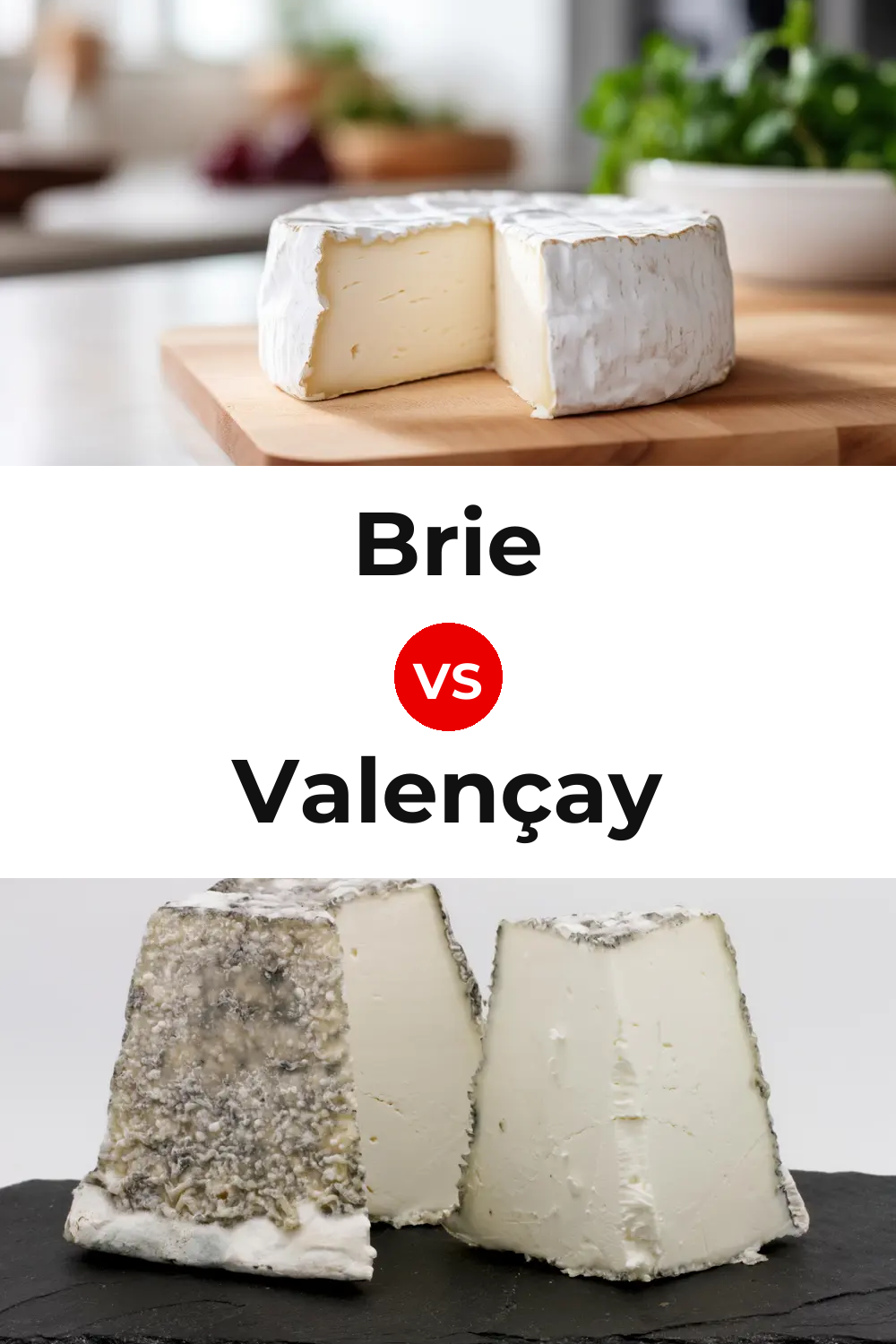 Brie Cheese vs Valençay Cheese Pinterest comparison