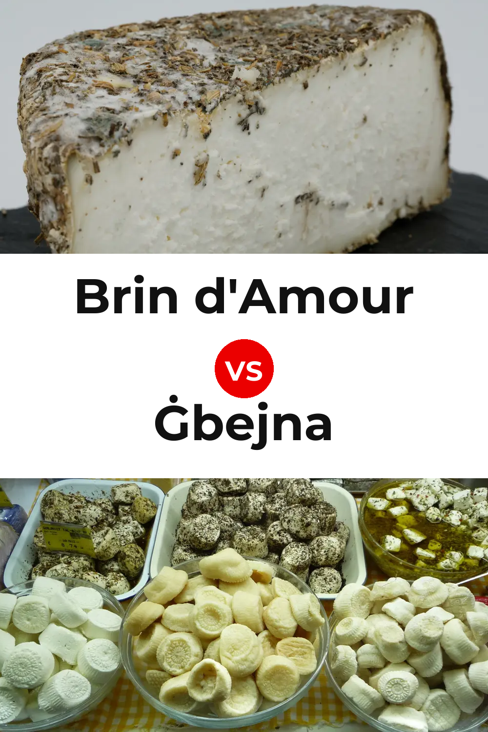 Brin d'Amour Cheese vs Ġbejna Cheese Pinterest comparison