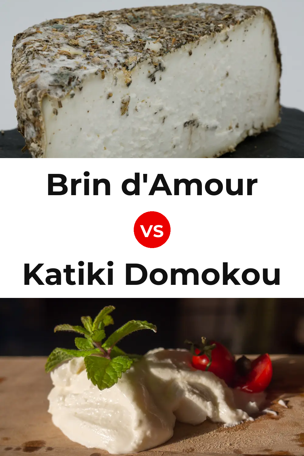 Brin d'Amour Cheese vs Katiki Domokou Cheese Pinterest comparison