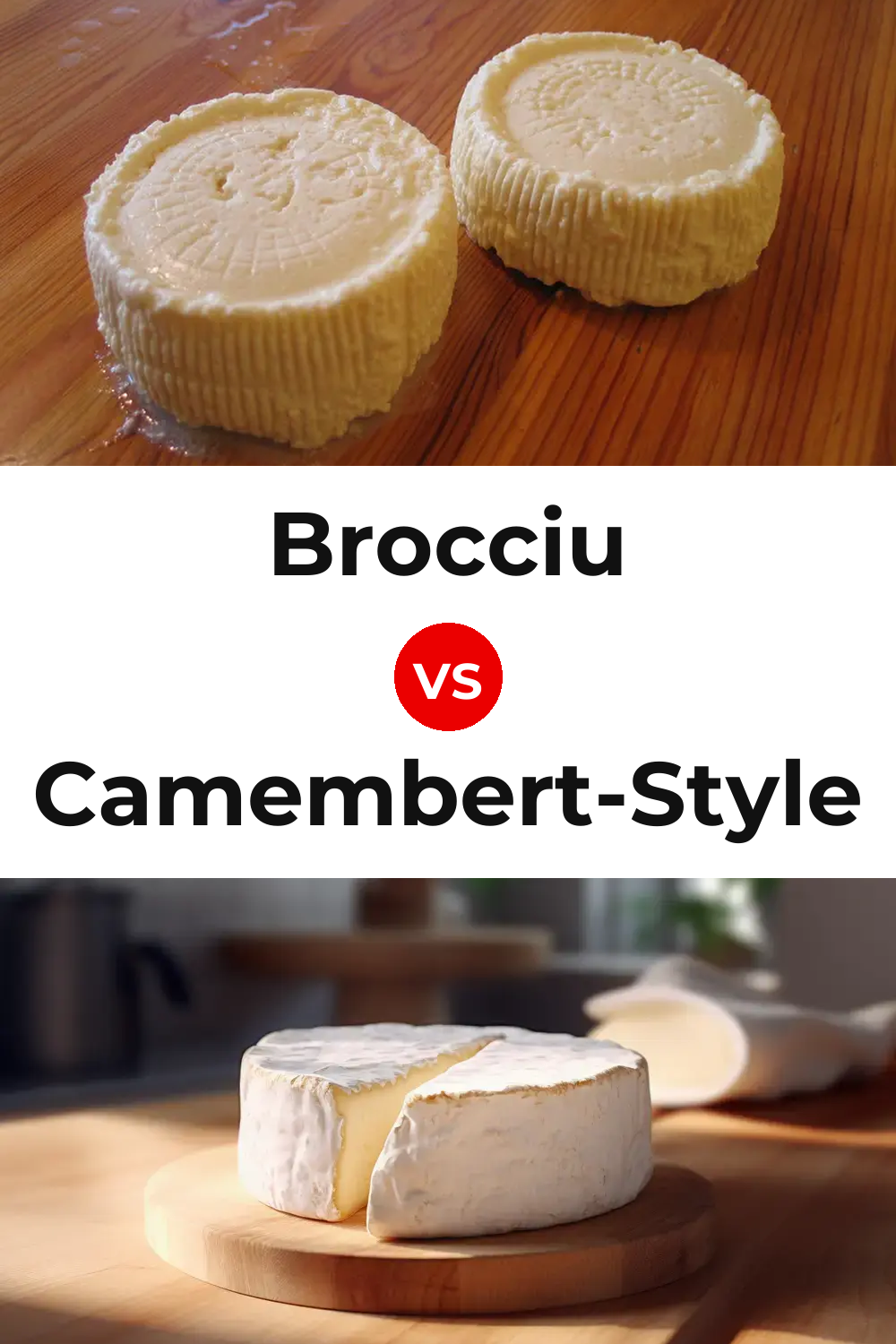 Brocciu Cheese vs Camembert-Style Cheese Pinterest comparison