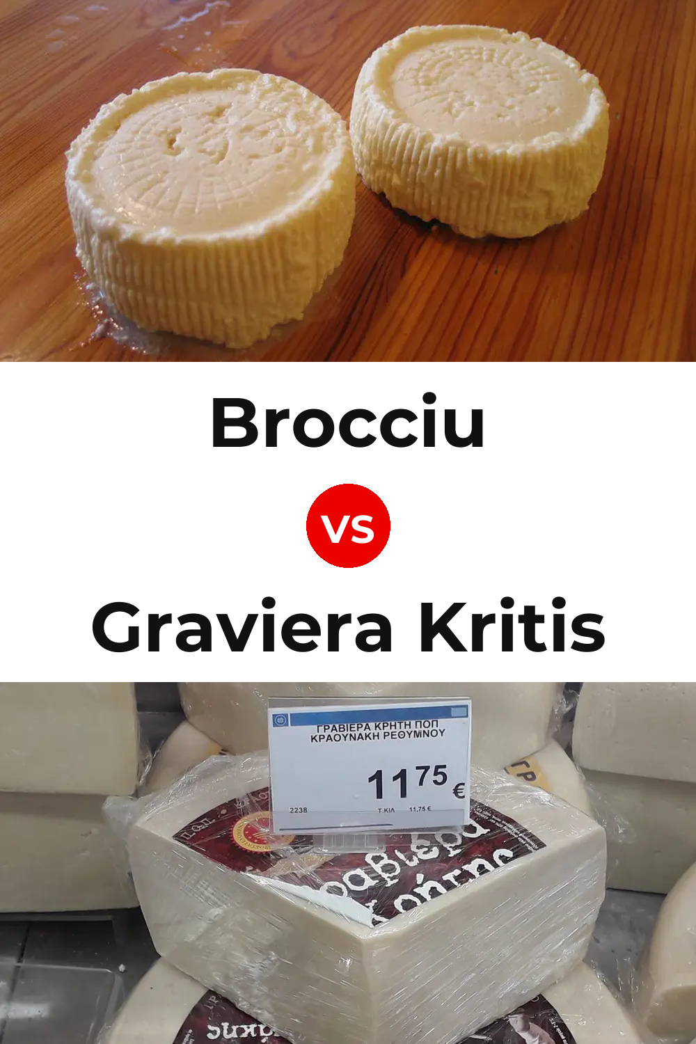Brocciu Cheese vs Graviera Kritis Cheese Pinterest comparison