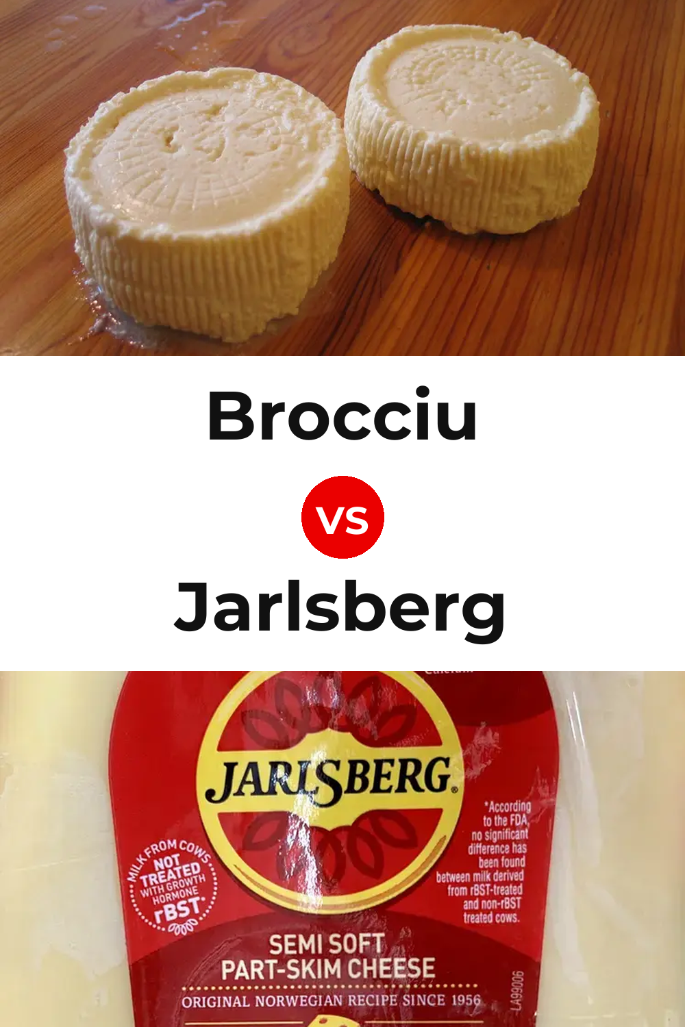 Brocciu Cheese vs Jarlsberg Cheese Pinterest comparison