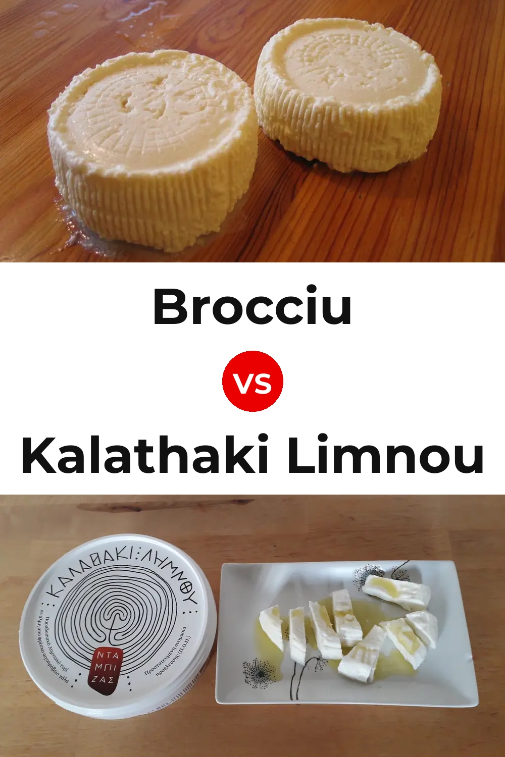 Brocciu Cheese vs Kalathaki Limnou Cheese Pinterest comparison