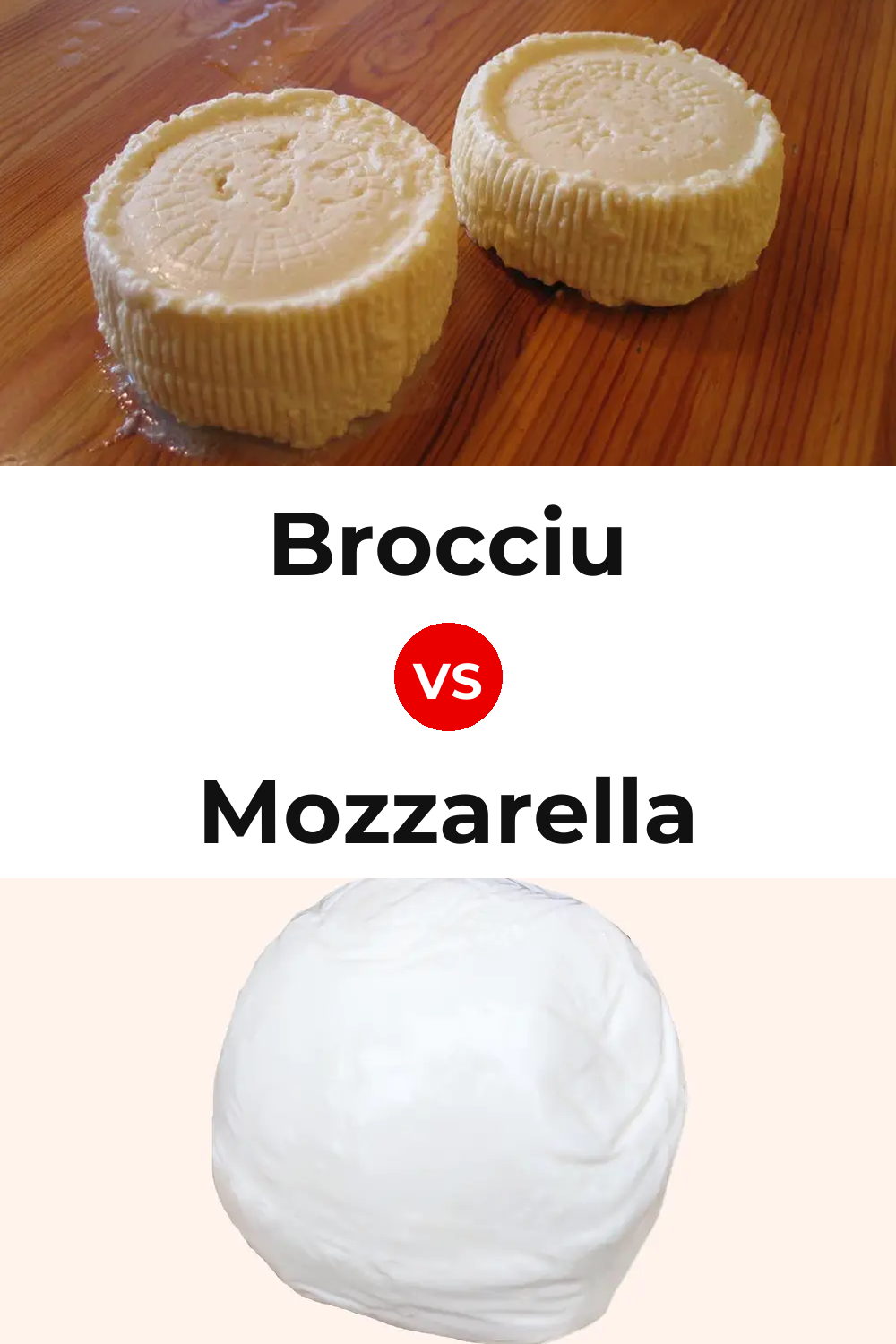 Brocciu Cheese vs Mozzarella Cheese Pinterest comparison